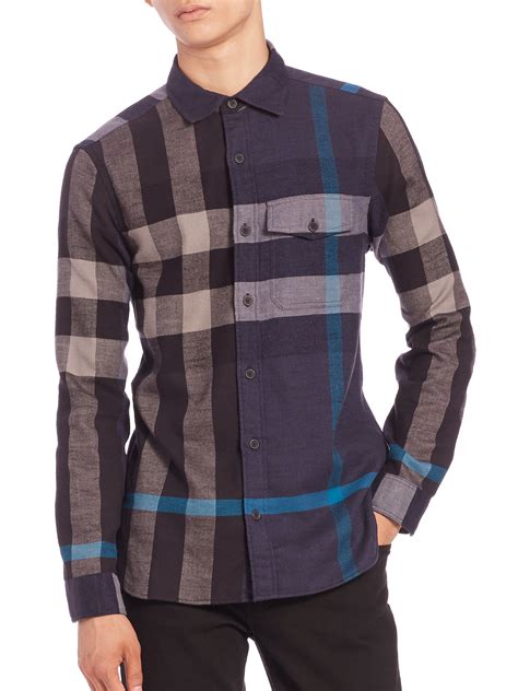 mens plaid burberry shirt|burberry flannel shirt men's.